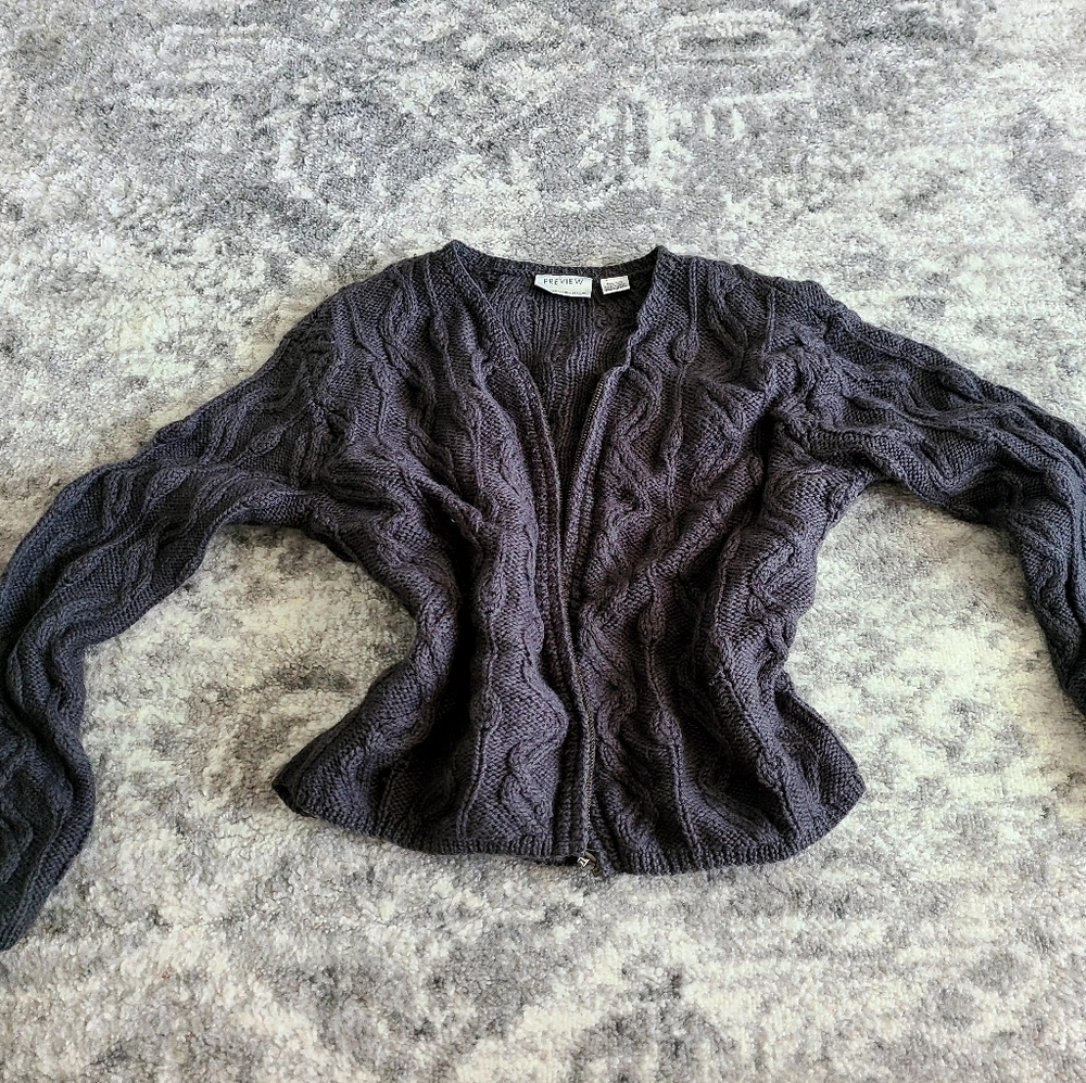 Charcoal Knit Sweater Cardigan